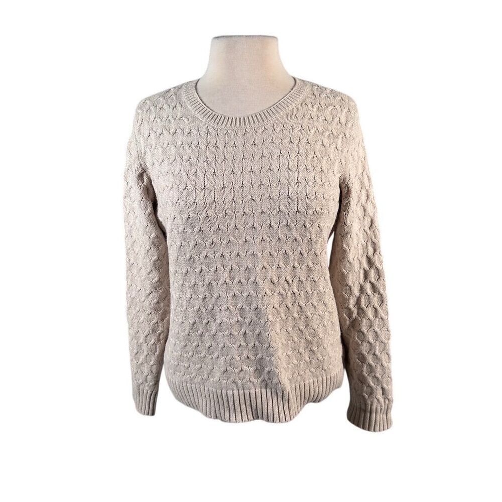 Croft and Barrow Women's Cream Cotton Cable Knit Pullover Sweater Size M